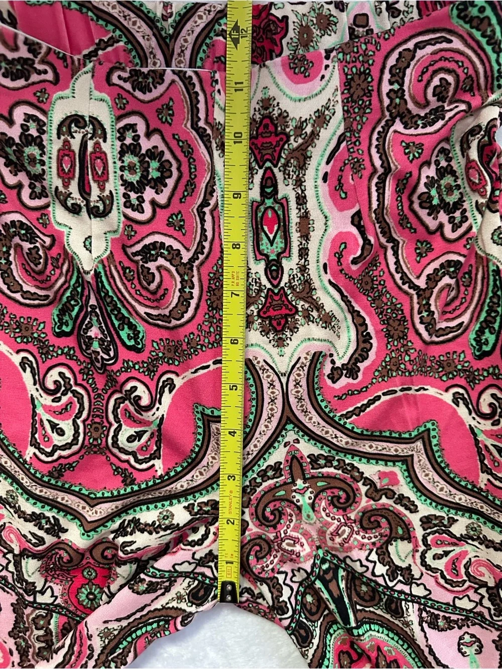Free People Boho Harper Printed Pull On High Rise Flare Pants Hot Pink Combo XS